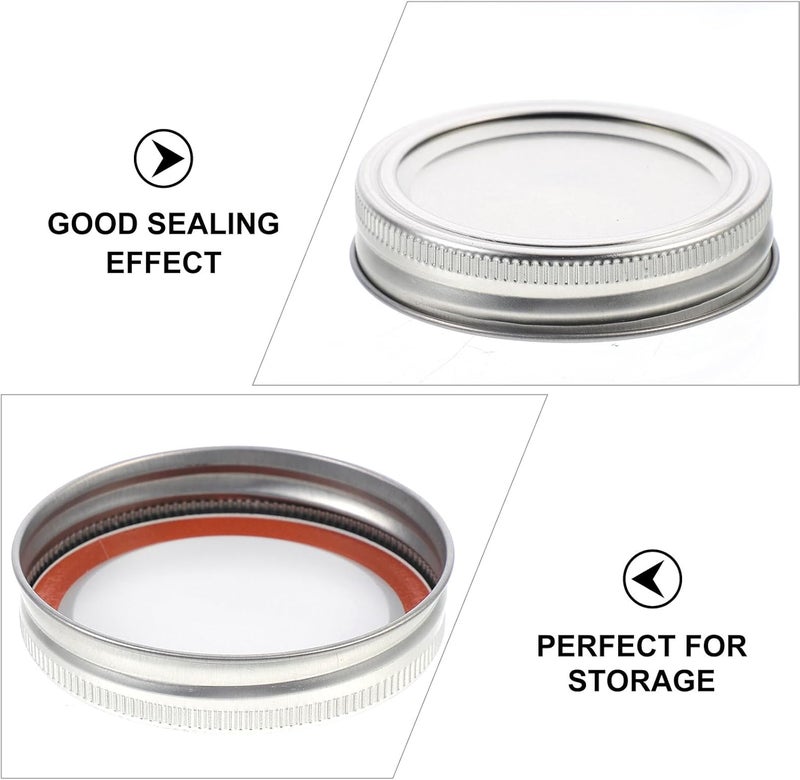 IMIKEYA 50pcs Split-type Metal Jar Lids 70mm Regular Mouth Mason Jar Covers with Silver Bands for Canning and Preserving Household Use - Image 3