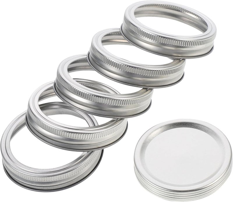 IMIKEYA 50pcs Split-type Metal Jar Lids 70mm Regular Mouth Mason Jar Covers with Silver Bands for Canning and Preserving Household Use - Image 1