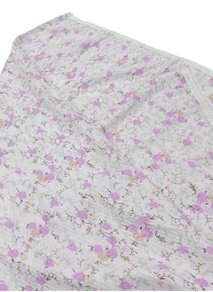 City Rose Islamic Womens Pray khimar 2 Pieces Sets Cotton Dress Hijab Abaya Suit Purple With Purple Flowers  - Image 2