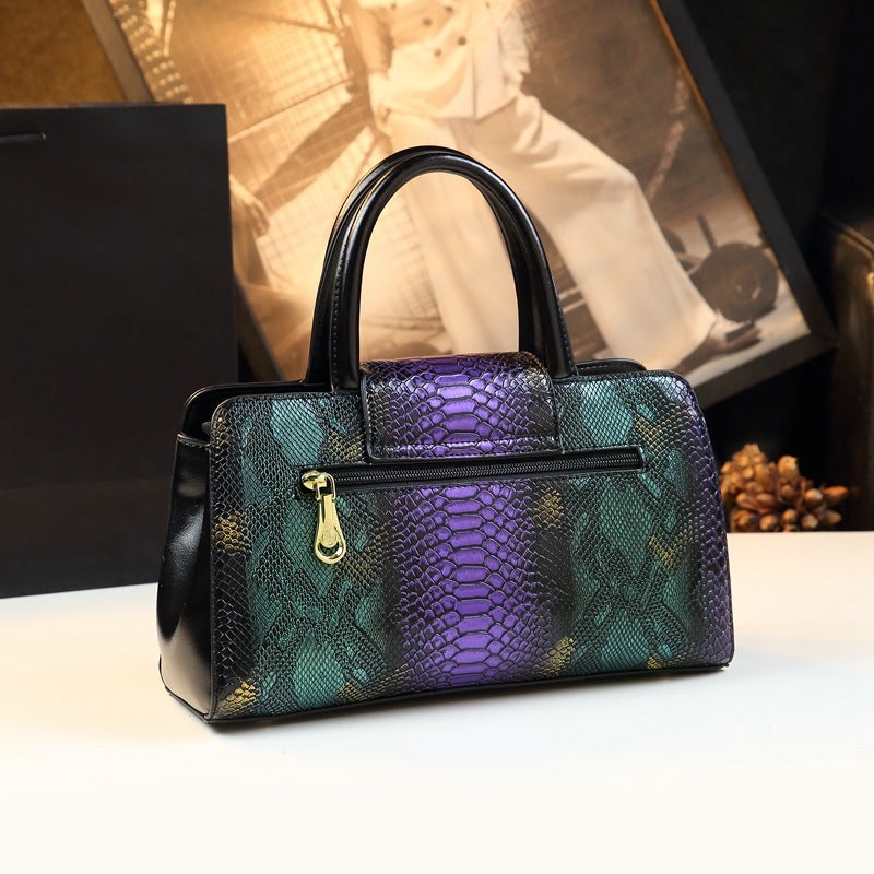 Trendy Snake Print Handbag For Women Model Middle-Aged Mom Crossbody Bag Versatile Large Capacity Shoulder Bag - Image 4