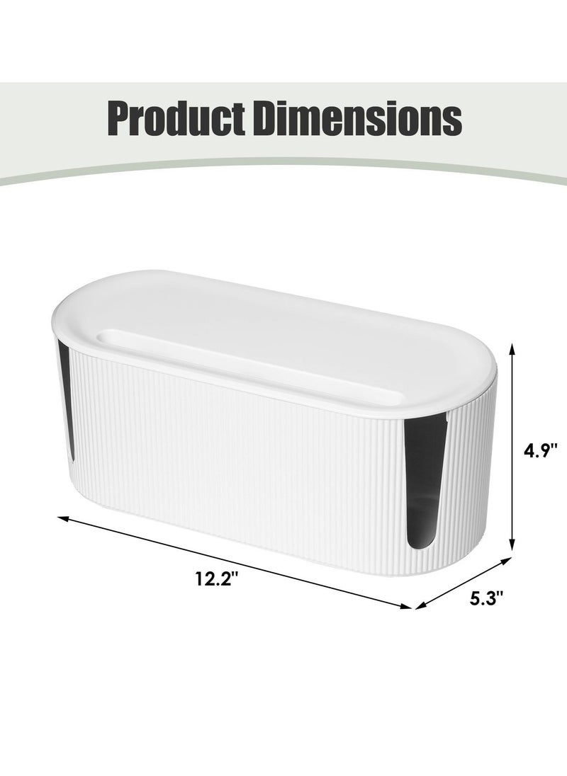 Excefore Cable Management Box, Cord Organizer Box, Large and Medium Size Cord Box, Cord Hider Box with The Groove to Store The Chargers and Cable to Hide Surge Protector Cover on Desk or Floor (White)  - Image 5