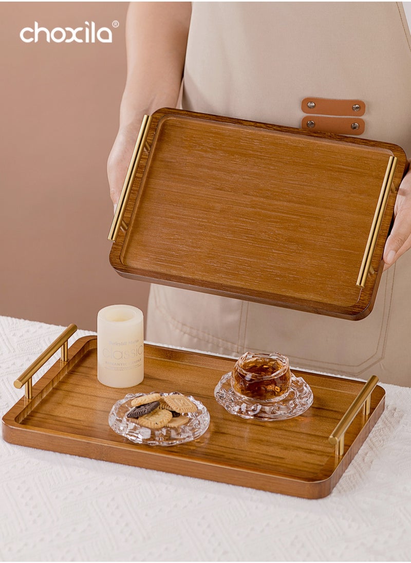 choxila 1pc Wooden tea tray with handles, snack and afternoon saucer tray, candle holder tray, coffee set tray, storage tray, Place tableware, coffee utensils, or jewelry, for daily afternoon tea, breakfast, living room, office, hotel  - Image 1