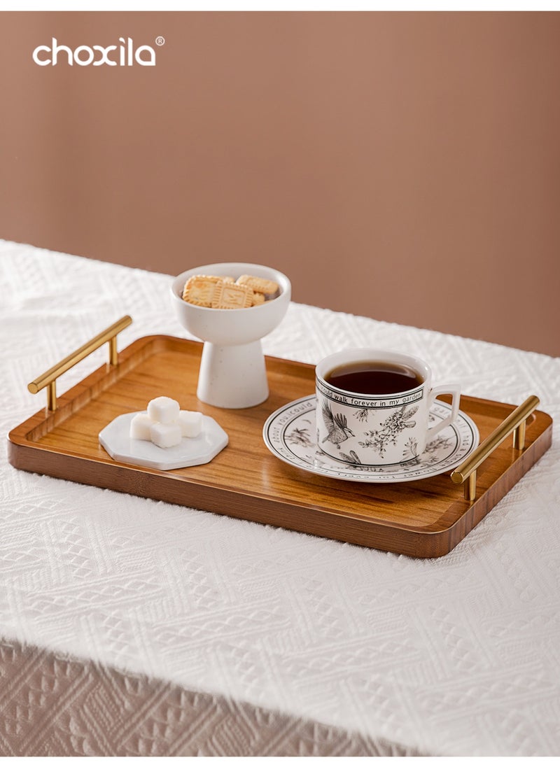 choxila 1pc Wooden tea tray with handles, snack and afternoon saucer tray, candle holder tray, coffee set tray, storage tray, Place tableware, coffee utensils, or jewelry, for daily afternoon tea, breakfast, living room, office, hotel  - Image 5