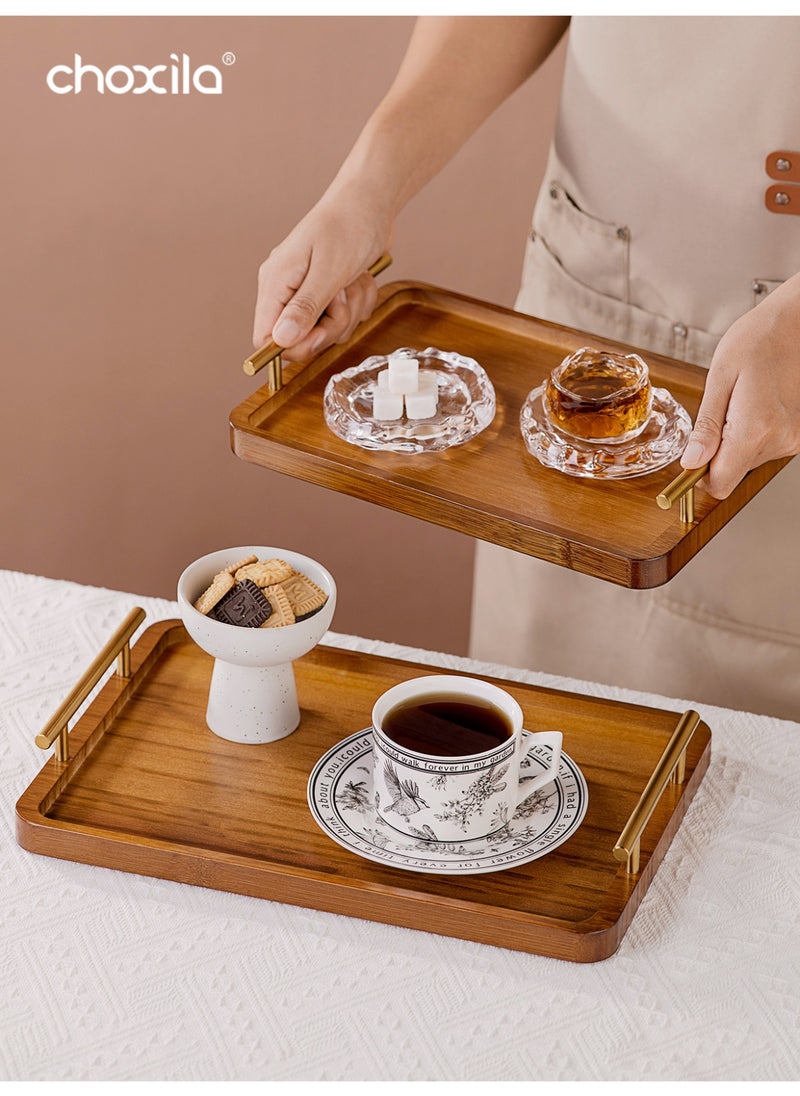 choxila 1pc Wooden tea tray with handles, snack and afternoon saucer tray, candle holder tray, coffee set tray, storage tray, Place tableware, coffee utensils, or jewelry, for daily afternoon tea, breakfast, living room, office, hotel  - Image 2