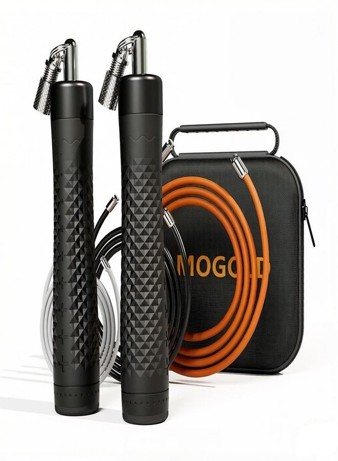 MOGOLD Weighted Jump Rope for Men/Women,Interchangeable Heavy PVC Cords(1/5lb/1/4LB/1/2LB) In 10ft Long, Anti-Slip Handles with Quick Release, Carrying Case, Black (Black) - Image 1
