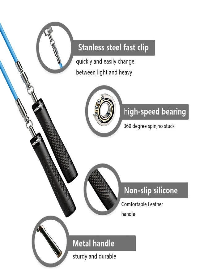 MOGOLD Weighted Jump Rope for Men/Women,Interchangeable Heavy PVC Cords(1/5lb/1/4LB/1/2LB) In 10ft Long, Anti-Slip Handles with Quick Release, Carrying Case, Black (Black) - Image 3