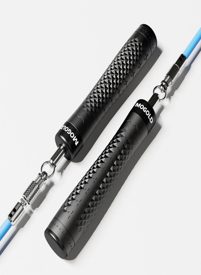 MOGOLD Weighted Jump Rope for Men/Women,Interchangeable Heavy PVC Cords(1/5lb/1/4LB/1/2LB) In 10ft Long, Anti-Slip Handles with Quick Release, Carrying Case, Black (Black) - Image 4