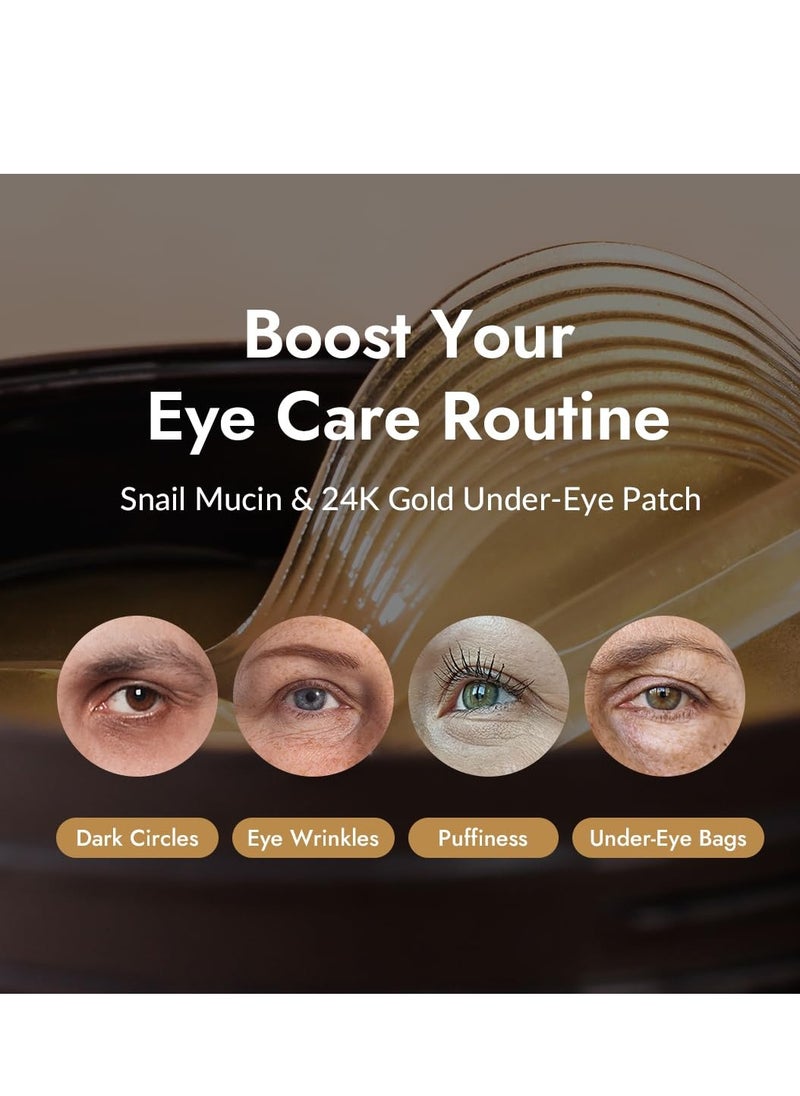 MIZON MIZON 24K Gold and Snail Mucin Hydrogel Under Eye Patches for Puffy Eyes Dark Circles Moisturizing Fine Lines Korean Skincare Pack of (Pack of 2, 120 Pairs)  - Image 3
