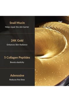 MIZON MIZON 24K Gold and Snail Mucin Hydrogel Under Eye Patches for Puffy Eyes Dark Circles Moisturizing Fine Lines Korean Skincare Pack of (Pack of 2, 120 Pairs)  - Image 2