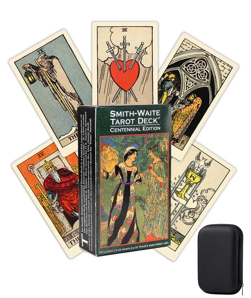 SQUISHCO Tarot Card Deck, Tarot Cards, Learning Cards for Beginners with Meanings Classic Card Set with a Convenient Bag for Beginner and Enthusiast for Party Entertainment (C (Black)) - Image 1