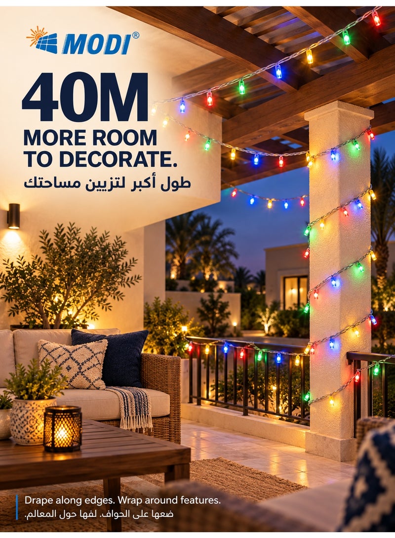 MODI 40M RGB LED Strip Light, 15W 360 LEDs IP44 Waterproof Color Changing Rope Light for Christmas Tree, Outdoor Garden, Ramadan & Large Scale Festive Party Decor - Image 2