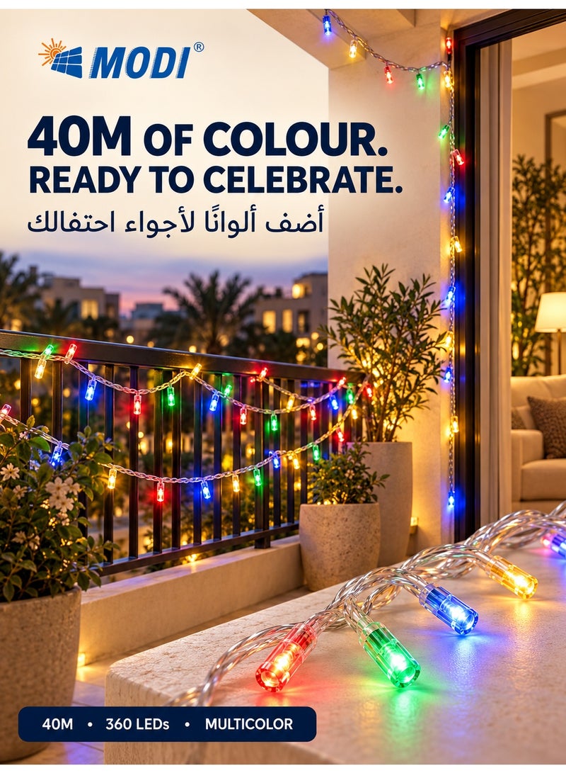 MODI 40M RGB LED Strip Light, 15W 360 LEDs IP44 Waterproof Color Changing Rope Light for Christmas Tree, Outdoor Garden, Ramadan & Large Scale Festive Party Decor - Image 1