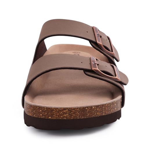 ODOLY Unisex Cork Footbed Slide Sandal, Arch Support Summer Outdoor Sandals with Adjustable Buckle for Women and Men, Brown 41 (10 Women/8.5 Men) - Image 4