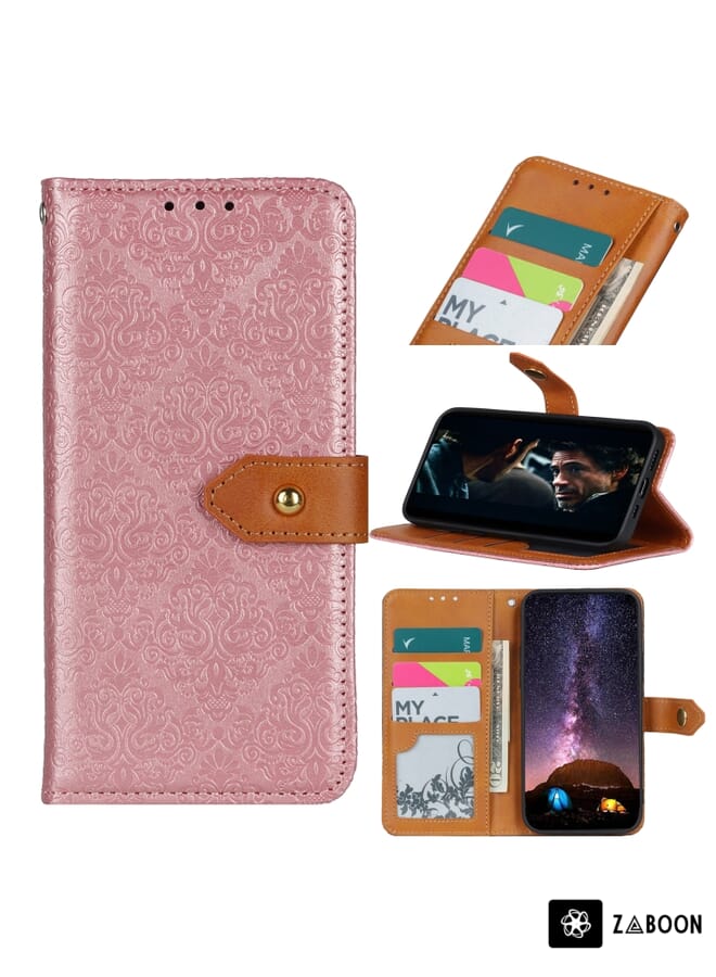 Zaboon Protective Case For OPPO Reno5 5G European Floral Embossed Copper Buckle Horizontal Flip PU Leather Case with Holder & Card Slots & Wallet & Photo Frame - Image 1