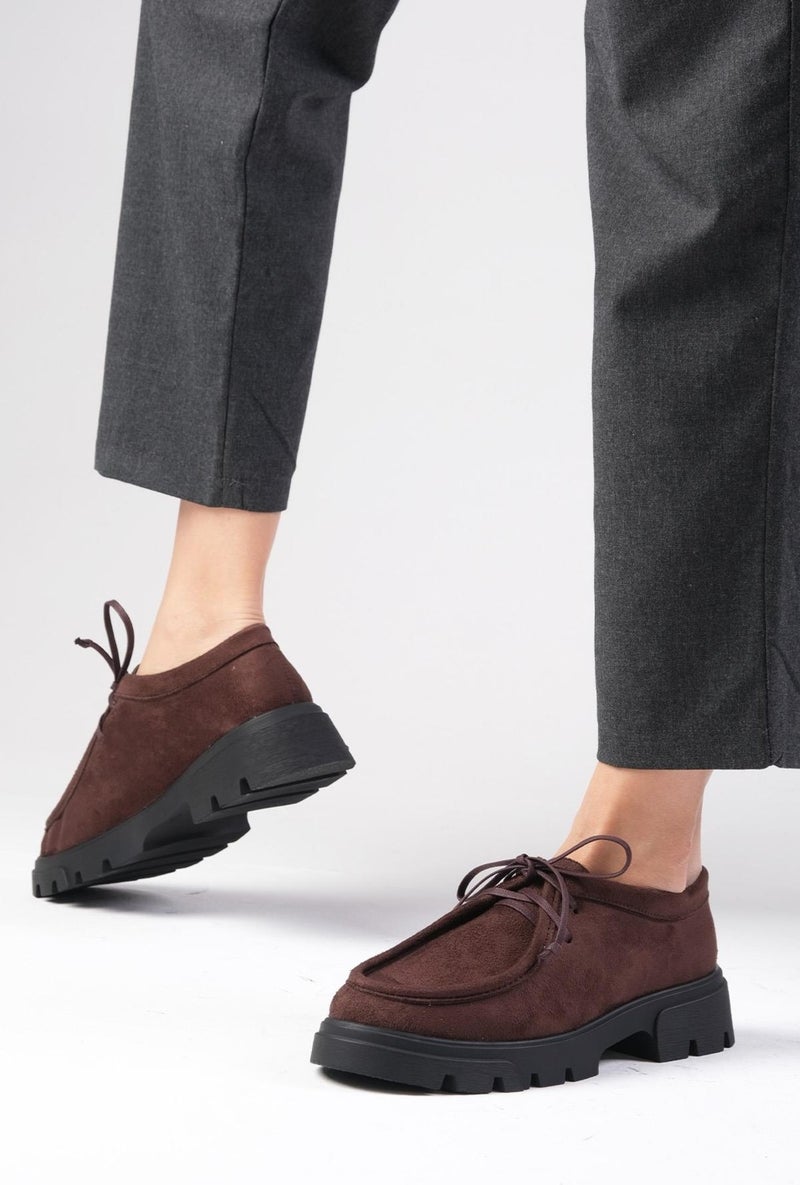 Mio Gusto Hope Brown Thick Soled Women's Loafer Shoes  - Image 4