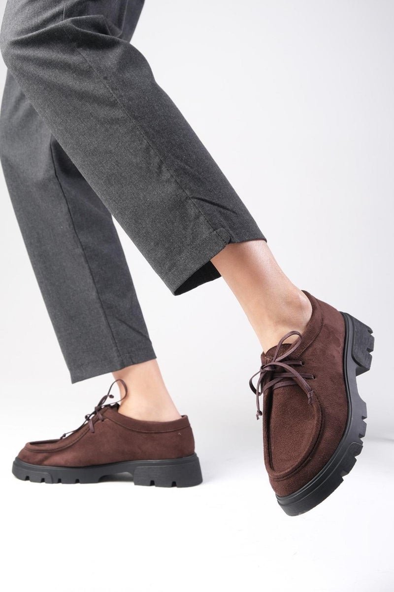 Mio Gusto Hope Brown Thick Soled Women's Loafer Shoes  - Image 5