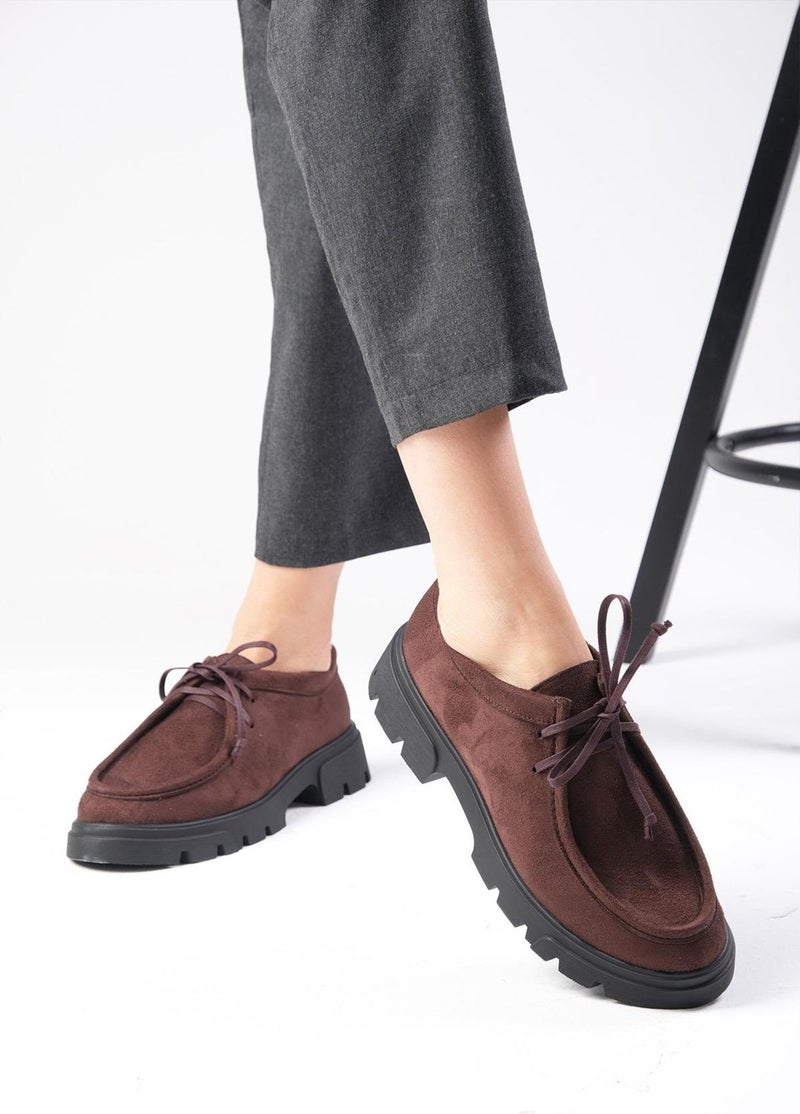 Mio Gusto Hope Brown Thick Soled Women's Loafer Shoes  - Image 3