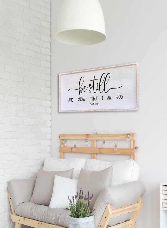 Surfapans Be Still And Know That I Am God Sign 40”X15” Wood Sign For Bedroom Master Bedroom Sign (White) - Image 5