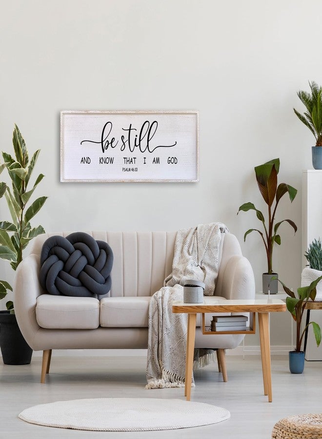 Surfapans Be Still And Know That I Am God Sign 40”X15” Wood Sign For Bedroom Master Bedroom Sign (White) - Image 4
