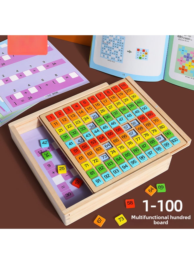 Loquat Montessori Hundred Board Mathematical Thinking Teaching Aid Children's Early Education Enlightenment 1 To 100 Digital Cognitive Operation Educational Toys-Color:Color Hundred Plate - Image 2