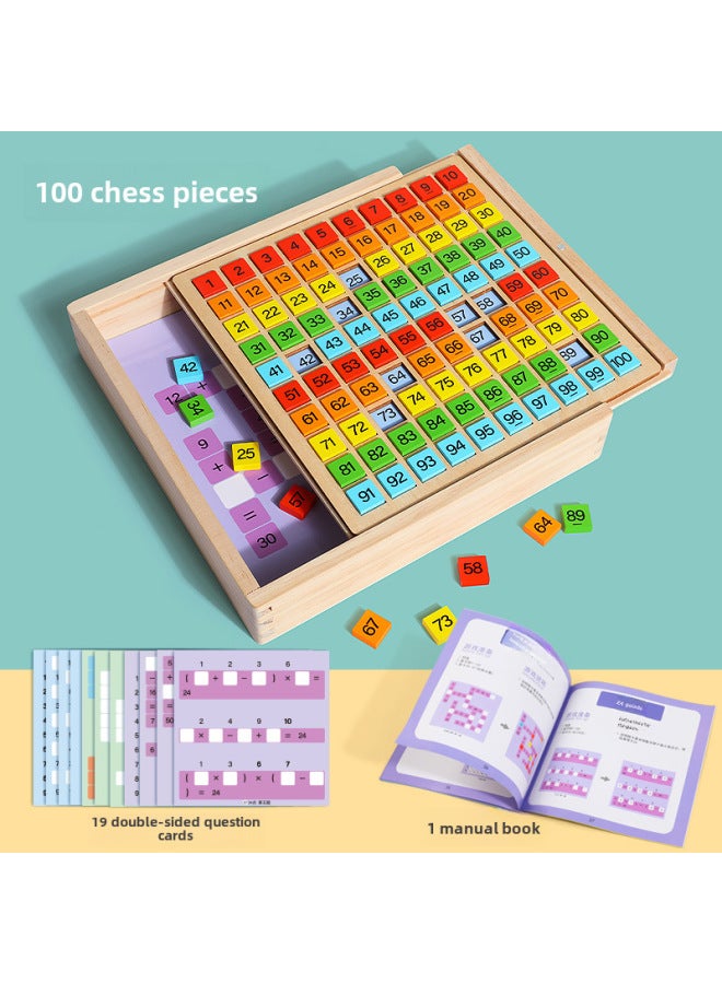 Loquat Montessori Hundred Board Mathematical Thinking Teaching Aid Children's Early Education Enlightenment 1 To 100 Digital Cognitive Operation Educational Toys-Color:Color Hundred Plate - Image 1