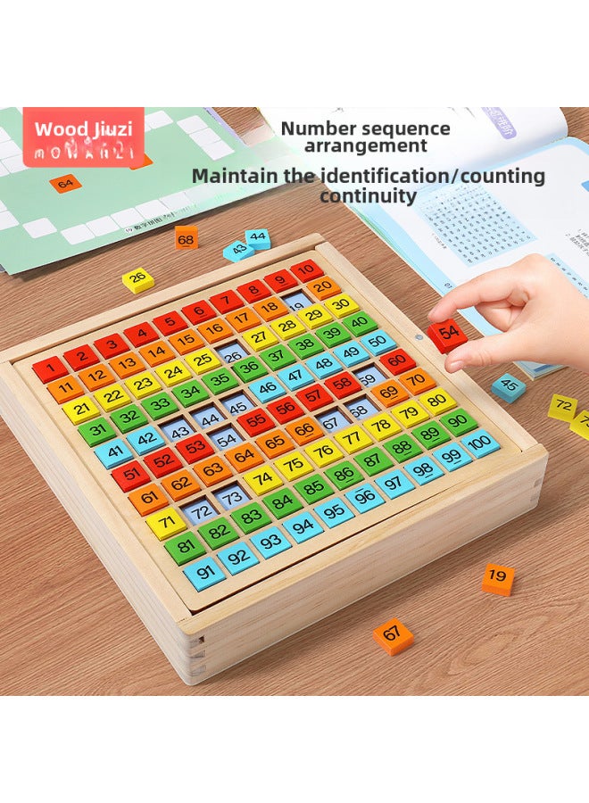 Loquat Montessori Hundred Board Mathematical Thinking Teaching Aid Children's Early Education Enlightenment 1 To 100 Digital Cognitive Operation Educational Toys-Color:Color Hundred Plate - Image 3