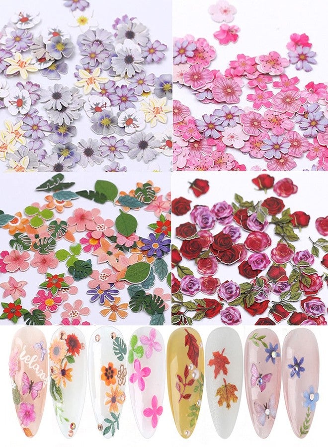 BELICEY 300Pcs Flower Nails Charm Wood Pulp 3D Flower Nail Charms Butterfly Acrylic Nails Accessories for Nail Art Decoration & DIY Crafting Design Flowers Charms Glitter Clear Bow Butterfly Nail - Image 3
