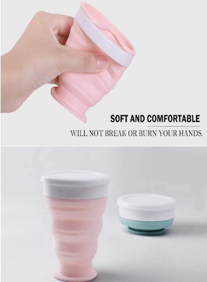 Baskety Silicone Collapsible Travel Cup - Silicone Folding Camping Cup with Lids - Expandable Drinking Cup Set - BPA Free, Portable, Graduated (Pink) - Image 3