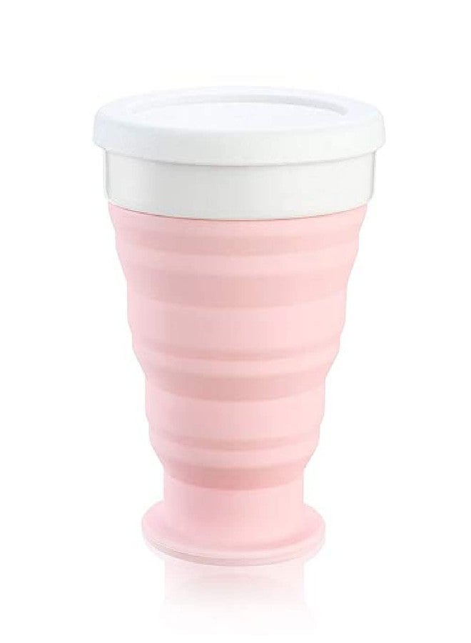 Baskety Silicone Collapsible Travel Cup - Silicone Folding Camping Cup with Lids - Expandable Drinking Cup Set - BPA Free, Portable, Graduated (Pink) - Image 1