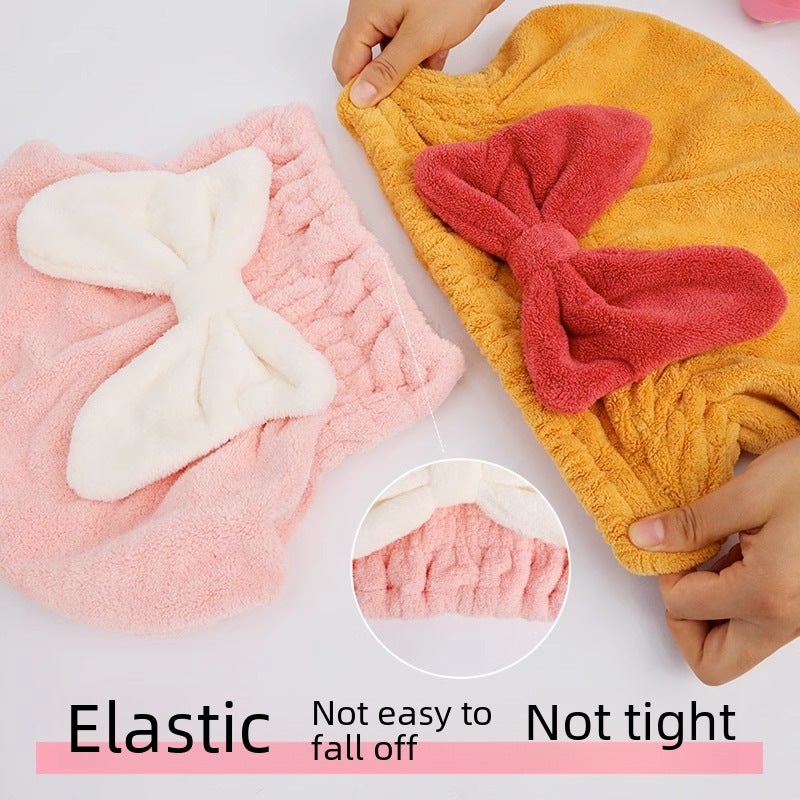Generic Butterfly Knot Quick-Dry Hair Towel Wrap Camellia powder - Image 5