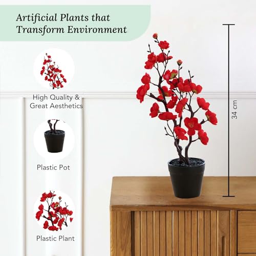 Ekhasa Nostrae Plum Blossom Flower Vase Pot with Artificial Flowers for Home Decoration | Guldasta Flower Pots with Artificial Flower for Living Room, Dining Table, Bedroom, Hall, Office & Home - Image 3
