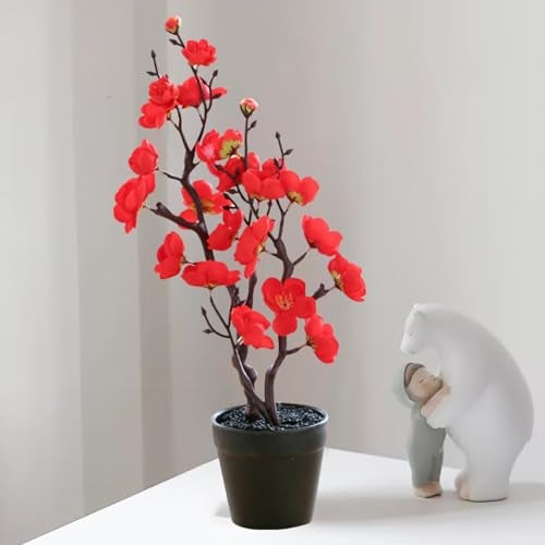 Ekhasa Nostrae Plum Blossom Flower Vase Pot with Artificial Flowers for Home Decoration | Guldasta Flower Pots with Artificial Flower for Living Room, Dining Table, Bedroom, Hall, Office & Home - Image 1