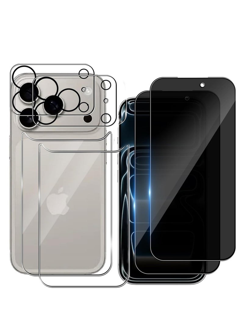 X-level Privacy Tempered Glass for iPhone 17 Pro Max , 2 Pieces Tempered Glass + 2 Pieces Rear Camera +2 Back Screen Protector, [9H Hardness] [Anti-Scratch] [Anti-Spy] - Image 1