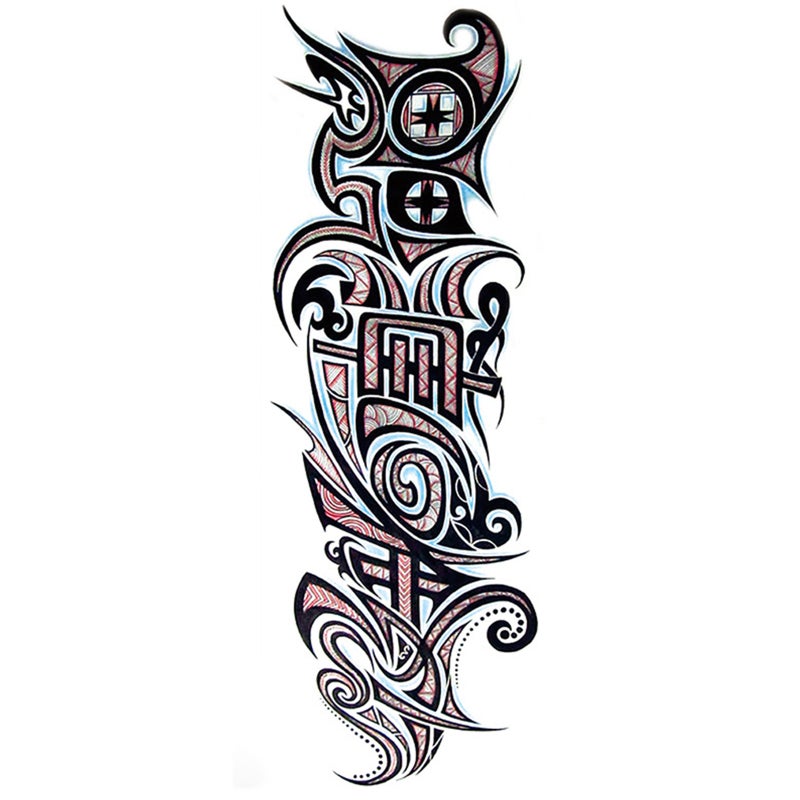 ورقة واحدة من ملصقات الوشم المؤقت للذراع بالكامل، وشم كبير مقاوم للماء، ملصقات وشم كبيرة على شكل زهرة الفاوانيا والورد للرجال والنساء - Image 1