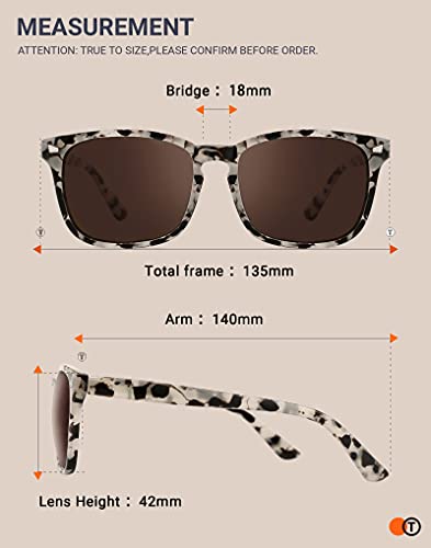 TIJN Polarized Sunglasses for Womens and Mens,Classic Square Frames Shades for UV Protection,Trendy Sunnies(Marble/Brown) - Image 5