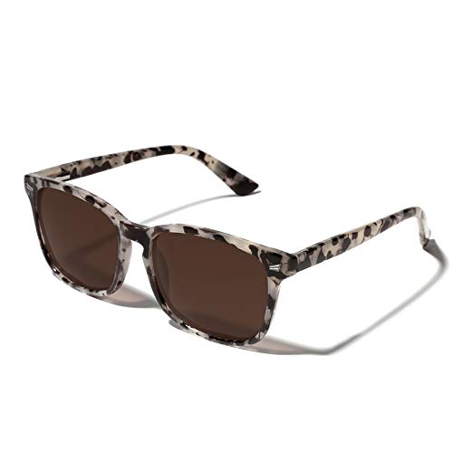 TIJN Polarized Sunglasses for Womens and Mens,Classic Square Frames Shades for UV Protection,Trendy Sunnies(Marble/Brown) - Image 1