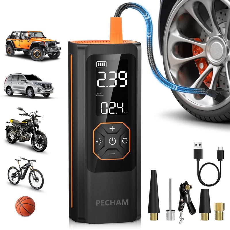 PECHAM Tire Inflator Portable Air CompressorUSB 5V 20000mAh Battery 160PSI Cordless Tire Pump Electric Air Pump for Car TiresFits CarTruckMotorcycleBallsBicycles