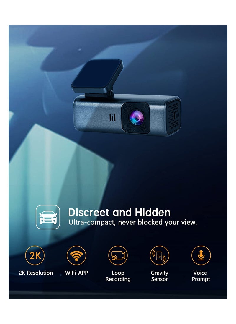 SYOSI - MAKINGTEC Dash Cam 2K WiFi 1440P Car Camera, Dash Camera for Cars, Front Dashcam for Cars with Super Night Vision, WDR, Loop Recording, G-Sensor, 24 Hours Parking Monitor, APP, Support 128GB Max - Image 1