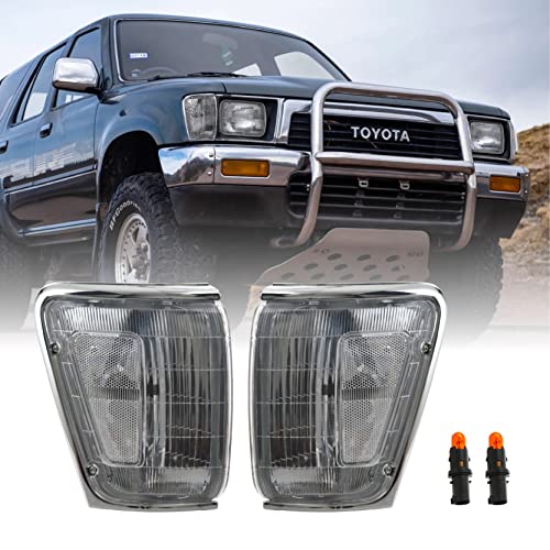 USR UNIQUE STYLE RACING USR DEPO 90-91 4Runner Corner Lights - Front Turn Signal Lamp Set (Left + Right) Compatible with 1990-1991 Toyota 4 Runner / 1989-1991 Toyota Pickup Truck 4WD (All Clear Lens, Comes w/ x2 Amber Bulbs) - Image 1