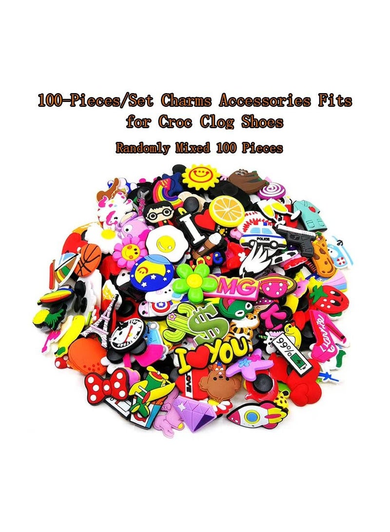 100-Pieces/Set Charms Accessories Fits for Croc Clog Shoes,Shoe Decoration Charms for Kids/Girls/Women,Favors Birthday and Party Gift Shoes Mack-Up Accessories,Randomly Mixed 100 PCS - Image 1