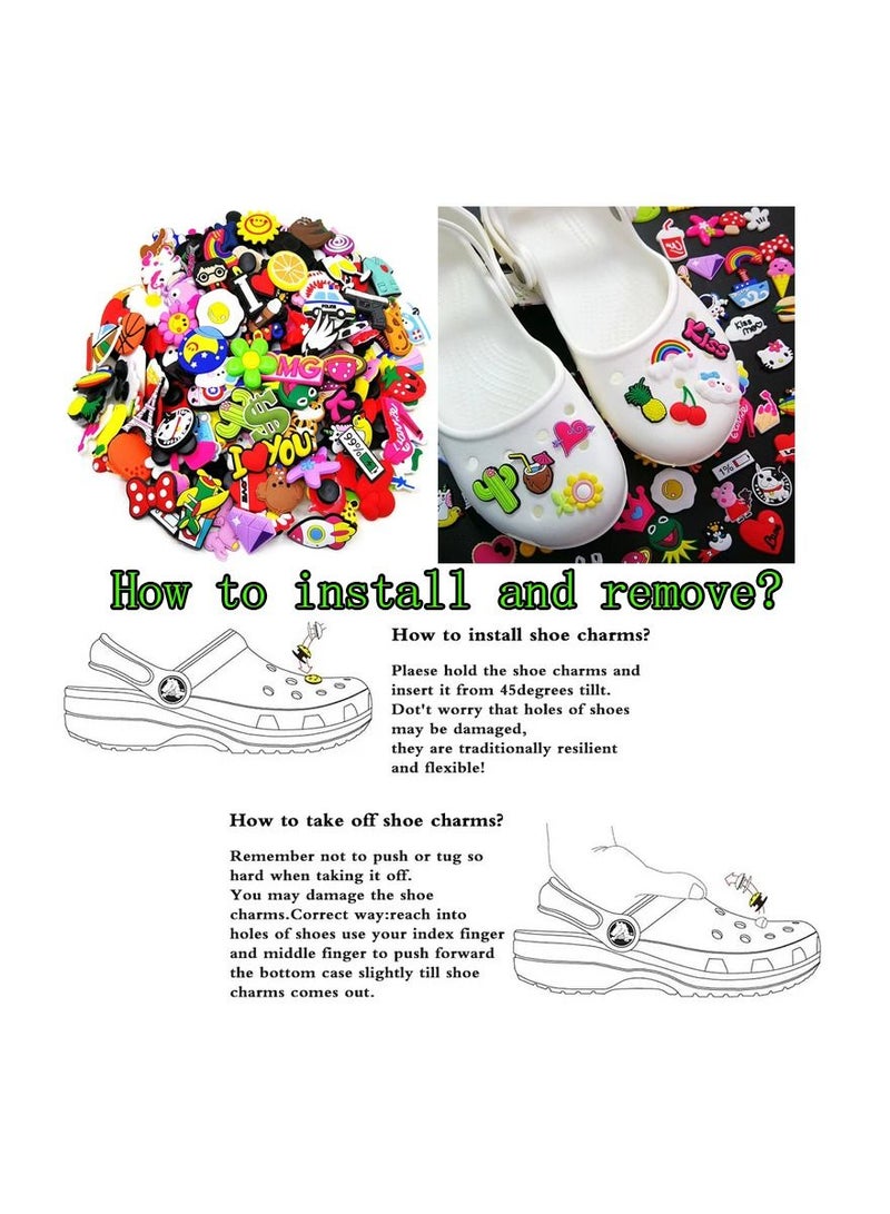 100-Pieces/Set Charms Accessories Fits for Croc Clog Shoes,Shoe Decoration Charms for Kids/Girls/Women,Favors Birthday and Party Gift Shoes Mack-Up Accessories,Randomly Mixed 100 PCS - Image 2