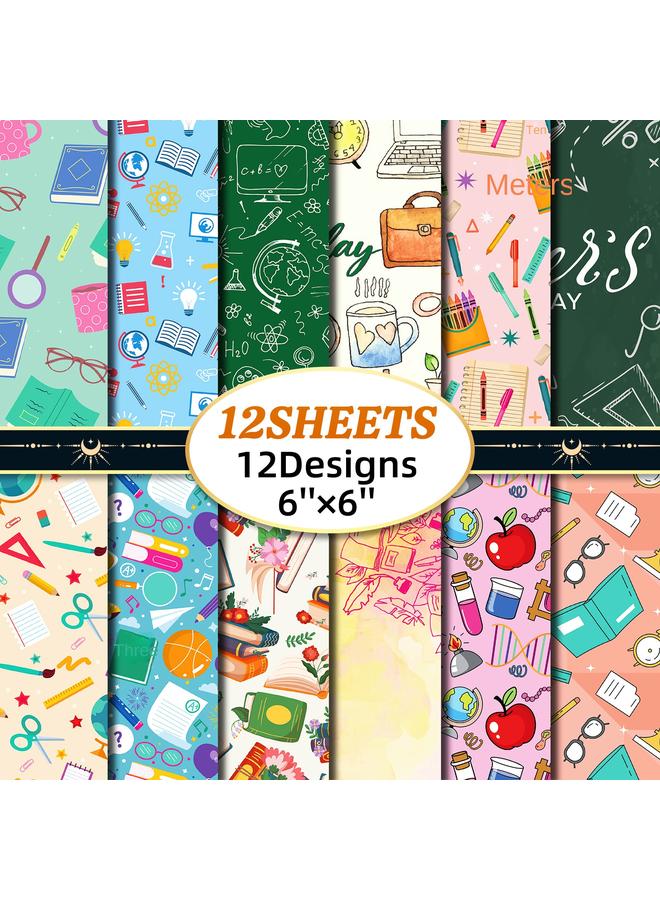 Bluejw 12 Colorful Teacher's Day Decoration Material Paper Holiday Gift Packaging Hand Account Diy Backing Material - Image 2