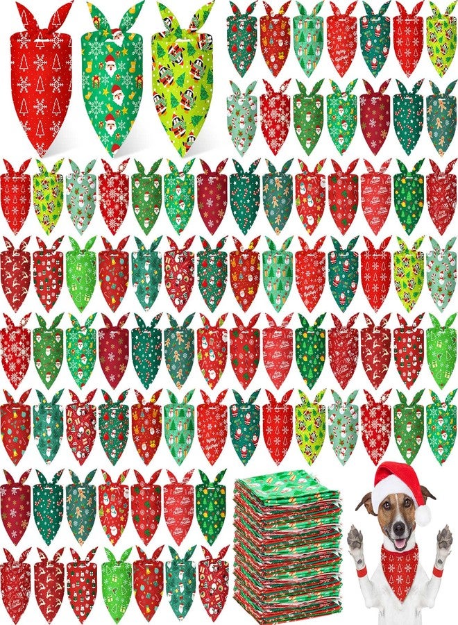 Jeere 200 Pcs Christmas Dog Bandanas Bulk Xmas Bandanas for Dogs Red and Green Triangle Kerchief Bibs Scarf Set for Puppy Small Medium Large Pets Costume Photo Props Accessories Pet Shops, 25 Styles - Image 1