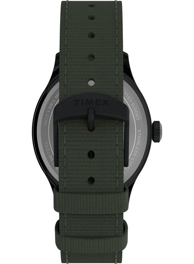 Timex Men's Expedition Field 43mm Watch - Green Strap Green Dial Black Case - Image 3