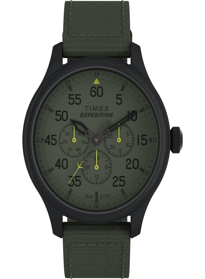 Timex Men's Expedition Field 43mm Watch - Green Strap Green Dial Black Case - Image 1