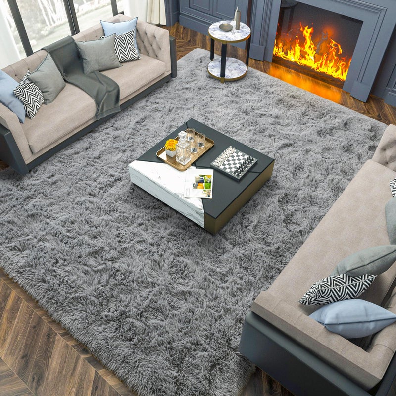 Merelax Soft Modern Indoor Large Shaggy Rug for Livingroom Bedroom Dorm Kids Room Home Decorative NonSlip Plush Fluffy Furry Fur Area Rugs Comfy Nursery Accent Floor Carpet 6x9 Feet Grey