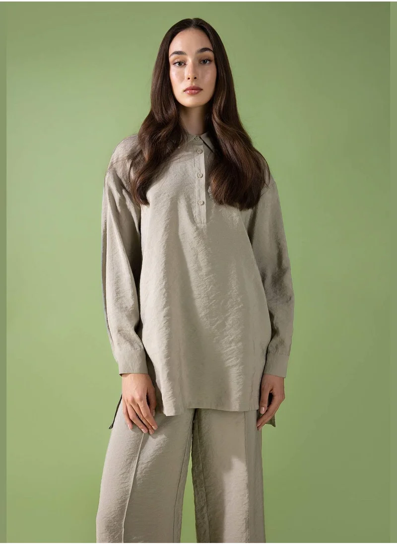 ديفاكتو Woman Woven Long Sleeve Tunic