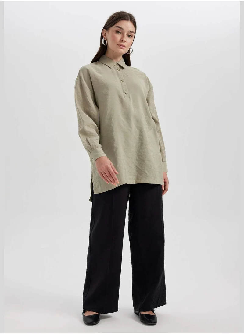 ديفاكتو Woman Woven Long Sleeve Tunic