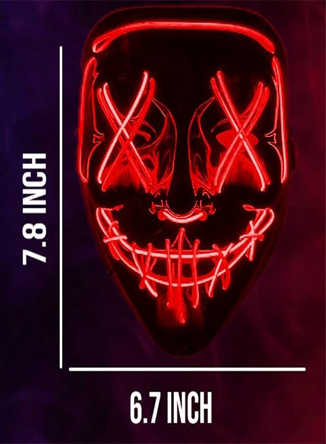 Red LED Purge Mask – Horror Light-Up Halloween Face Mask for Cosplay - Image 2