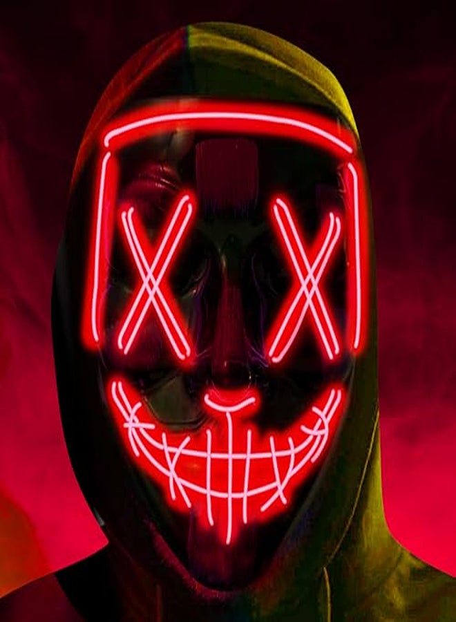 Red LED Purge Mask – Horror Light-Up Halloween Face Mask for Cosplay - Image 1